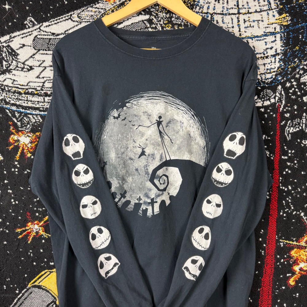 Disney Nightmare Before Christmas Jack Skellington Long Sleeve Shirt Black Large